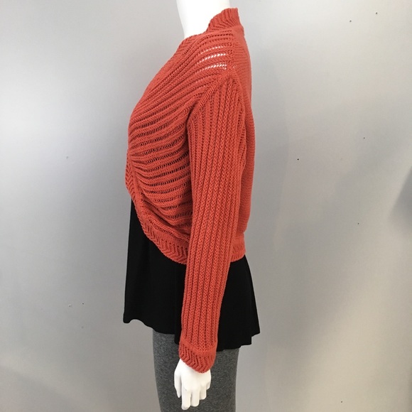 Yansi Fugel Open Cardigan Sweater Wrap Shawl Orange Chunky - Picture 2 of 4